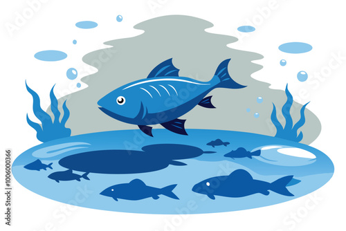 Fishes swim in a puddle silhouette vector G.eps