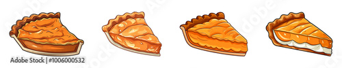 Vector illustration of various pie slices, ideal for food, bakery, or dessert-related designs. Generative AI.