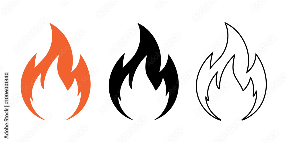Fire flame icon set vector on white background Fire flame icon set vector on white background