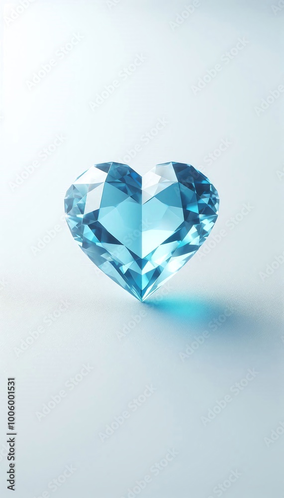 Fototapeta premium Blue heart shaped diamond on white background