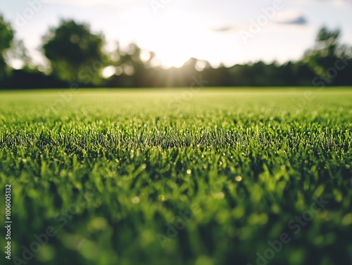 Lush green grass under a bright sunny sky