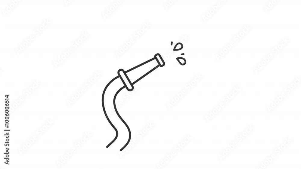 Firefighter hose line animation. Shaking pipe animated icon. Spraying ...