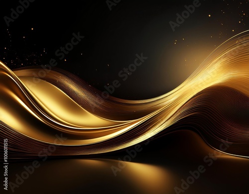 Golden stripes background luxury black background, Generative AI