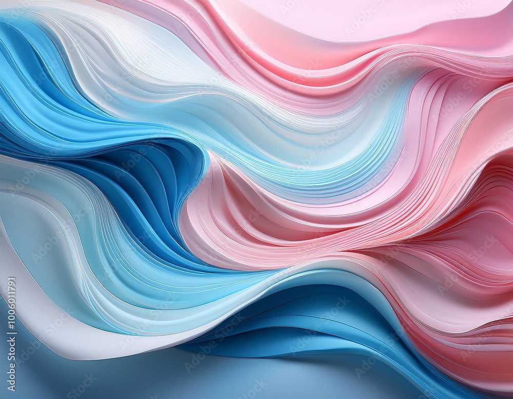 Pastel blue, red, white wave pattern, Generative AI Pastel blue, red, white wave pattern, Generative AI