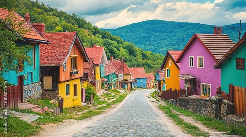 Wallpaper Mural Vibrant Colors of a Charming Village Landscape Torontodigital.ca