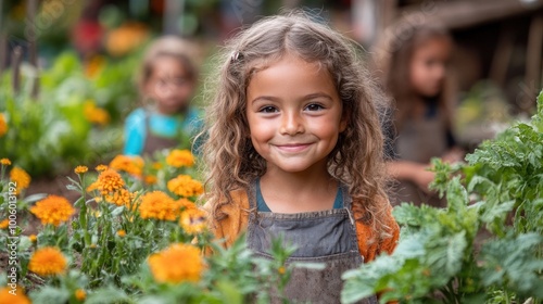 Smiling Girl in a Garden