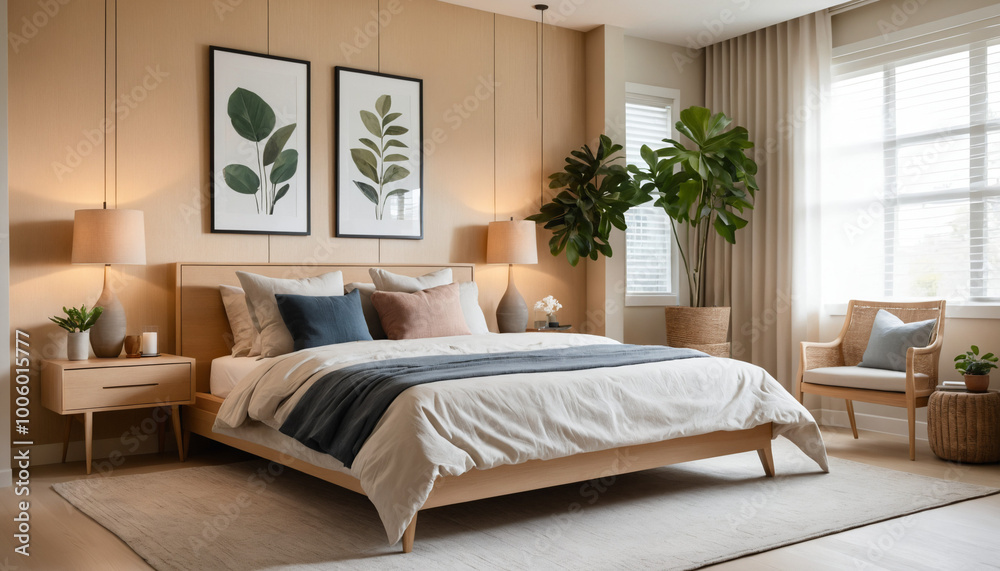 Fototapeta premium Cozy Modern Bedroom Interior Design.