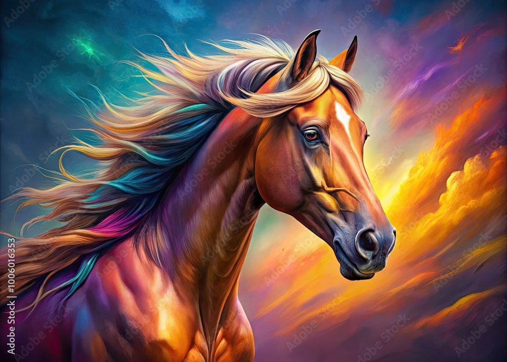A majestic horse head portrait against a gentle blur, embodying strength and elegant beauty in every detail, celebrates the spirit and presence of this magnificent creature. A majestic horse head portrait against a gentle blur, embodying strength and elegant beauty in every detail, celebrates the spirit and presence of this magnificent creature.