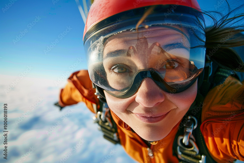 Young person professional sky diver jumping with a parachute generative AI Young person professional sky diver jumping with a parachute generative AI