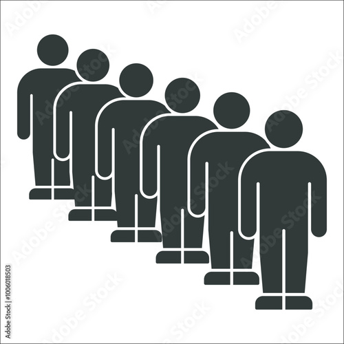 Silhouette of People in Diagonal Line Formation