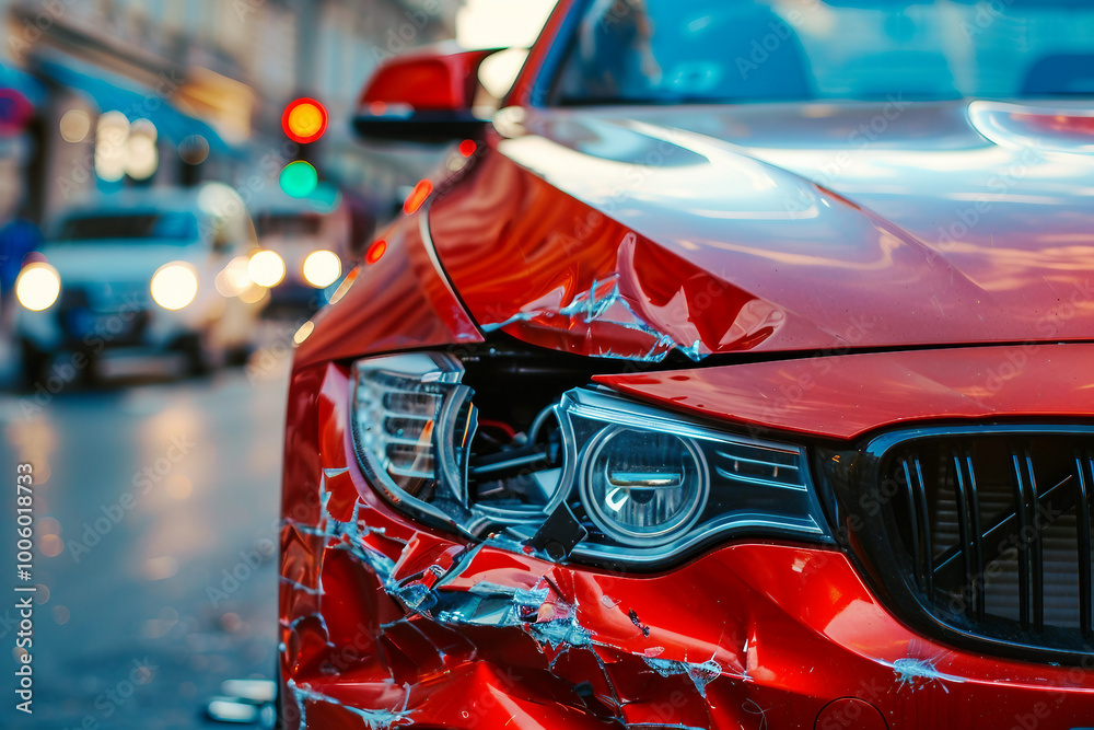 Fototapeta premium Car crash night scene created with generative ai