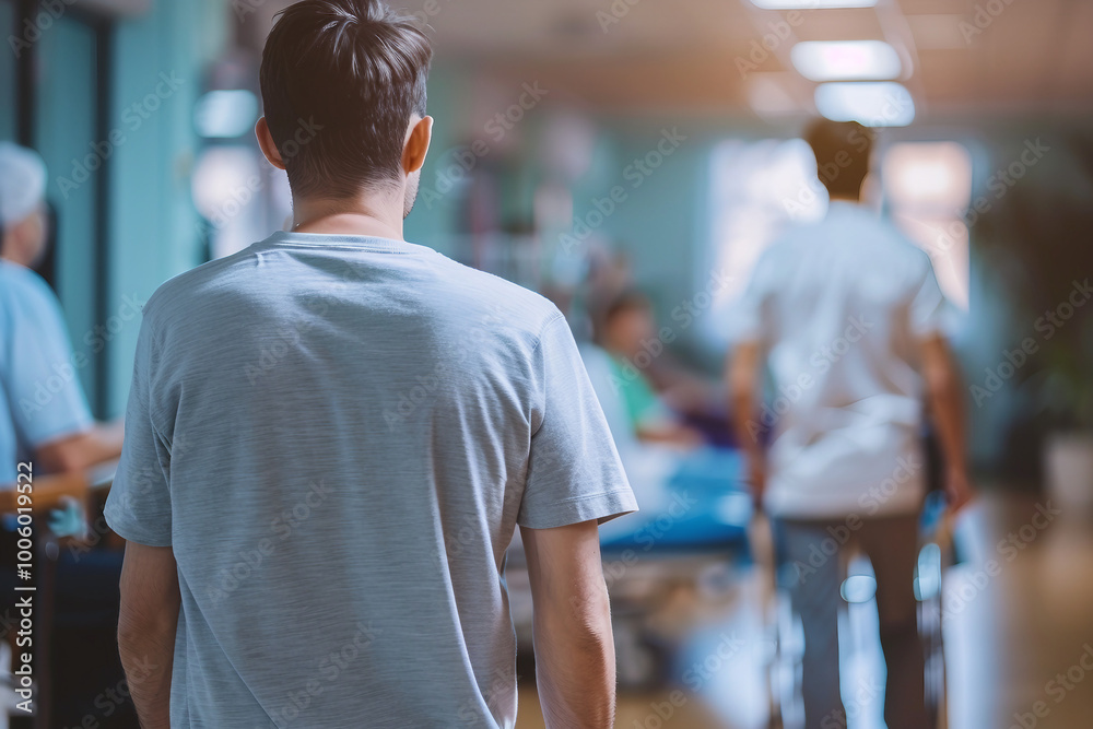 Fototapeta premium Helping a patient with physical therapy in a rehabilitation center generative AI technology
