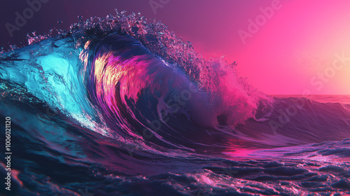 Big Neon Wave Background
 photo