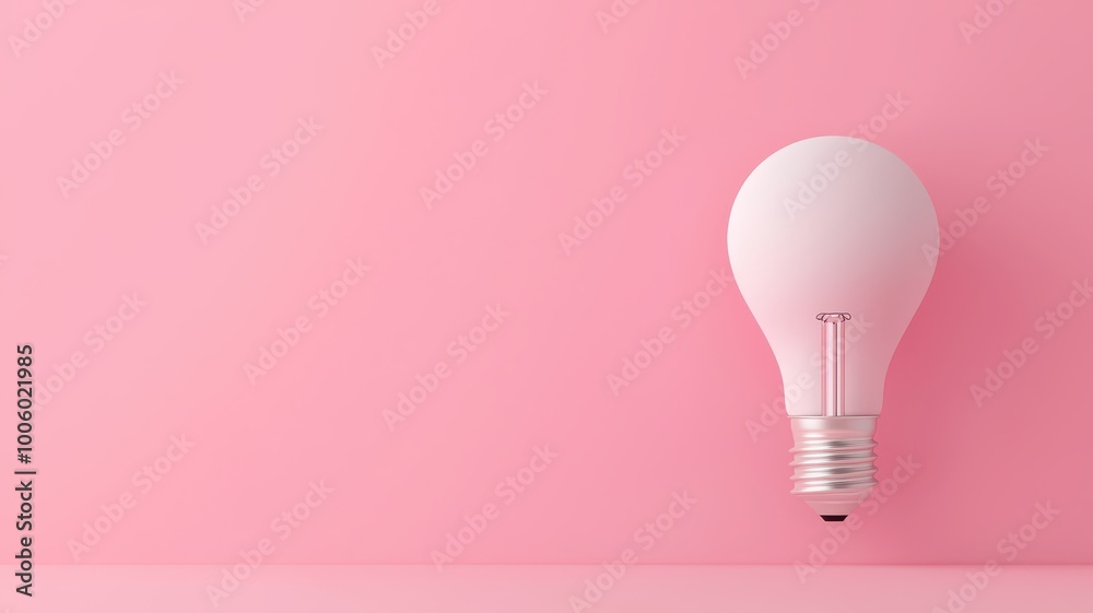 A simple light bulb hangs against a soft pink background, creating a minimalist and modern aesthetic. A simple light bulb hangs against a soft pink background, creating a minimalist and modern aesthetic.