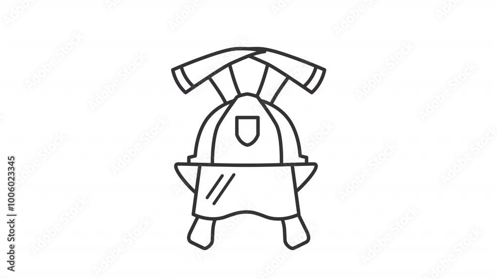 Fire service line animation. Firefighting badge animated icon. Moving ...