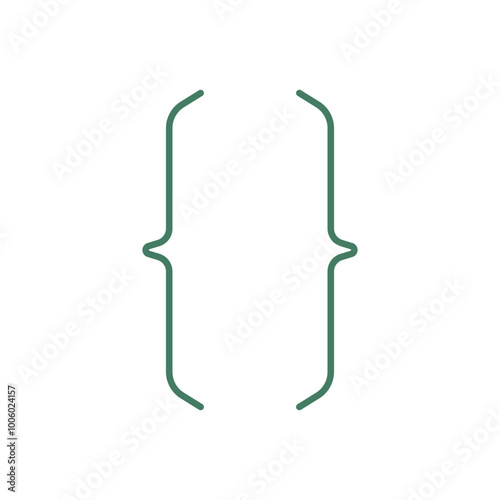 thin line green curly braces icon for text