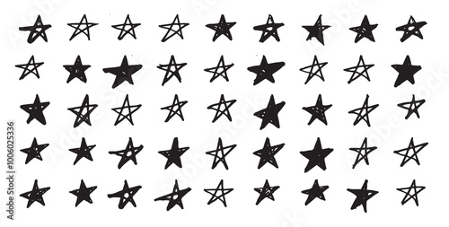 Stars set on white. Hand drawn doodle illustrations	
