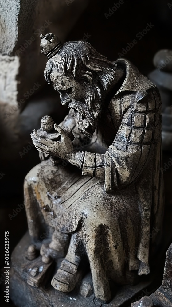 Medieval Stone Carving of a Religious Figure Medieval Stone Carving of a Religious Figure
