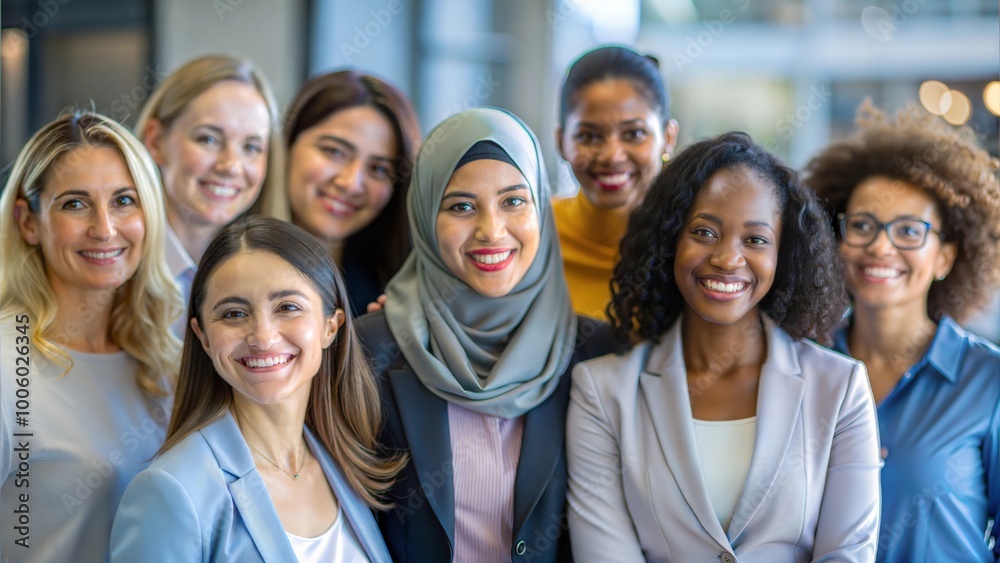 Women's Equality Day Photoshoot: Diverse Group of Multiracial Female Colleagues Smiling Together
Women's Equality Day Photoshoot: Diverse Group of Multiracial Female Colleagues Smiling Together