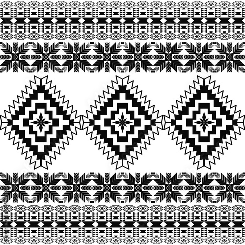 American seamless black white tribal ethnic native pattern.Traditional Navajo,Aztec,Apache,Southwest style fabric pattern.Abstract vector motif.For fabric,clothing,blanket,carpet,woven,wrap,decoration