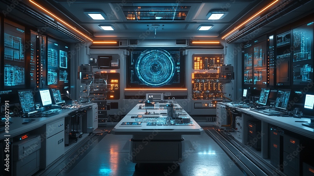 an A futuristic AI laboratory with advanced machine learning research equipment. an A futuristic AI laboratory with advanced machine learning research equipment.