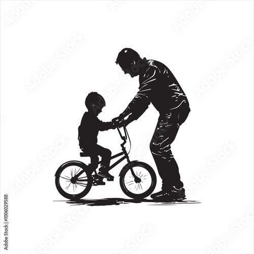 silhouette of a child on a bicycle