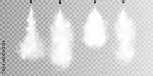 Fog or smoke isolated transparent special effect. White vector cloudiness, mist or smog background. Vector illustration	