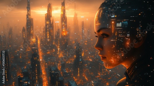 a A futuristic smart city environment with various AI and machine learning applications integrated.
