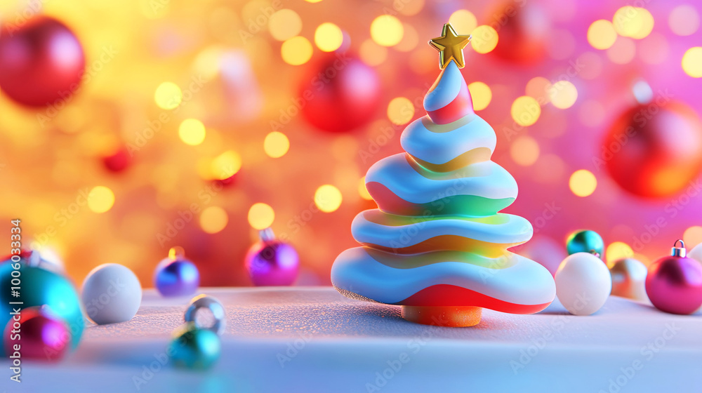 Vivid and artistic holiday magic in this stylized Christmas tree with festive bokeh lights, Vivid and artistic holiday magic in this stylized Christmas tree with festive bokeh lights,