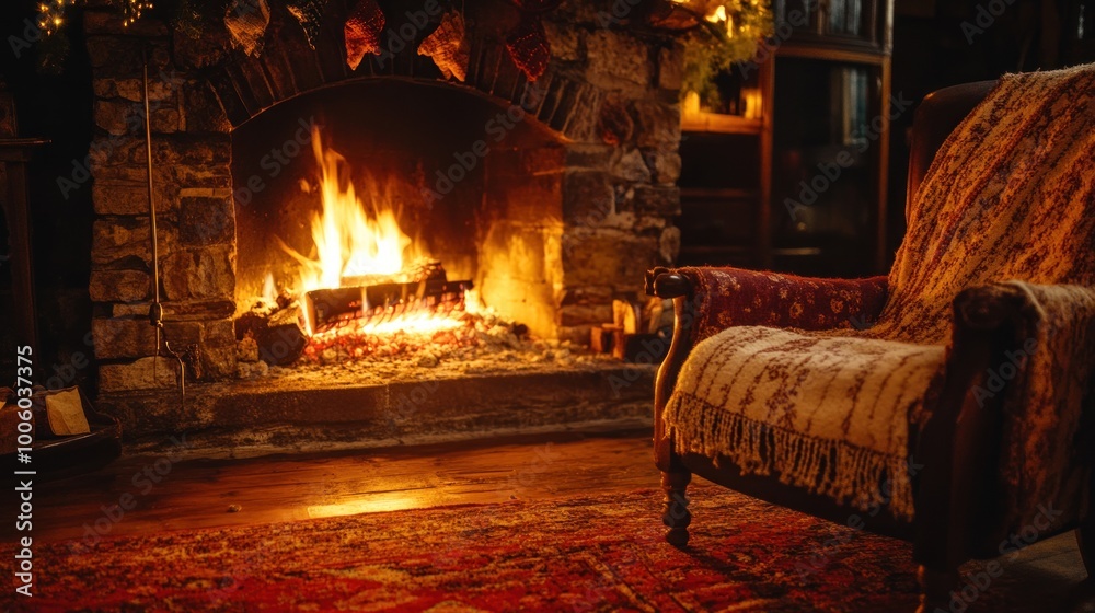 Cozy Fireplace with an Armchair Cozy Fireplace with an Armchair