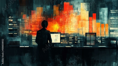 this An illustration of B2B e-commerce data analytics for tracking sales performance and customer behavior.
