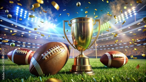 Explore thrilling fantasy football ideas featuring vibrant trophies, colorful balloons, and engaging game elements, designed to captivate and inspire all passionate enthusiasts. photo