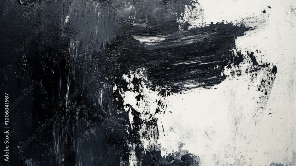 Abstract black and white textured painting Abstract black and white textured painting
