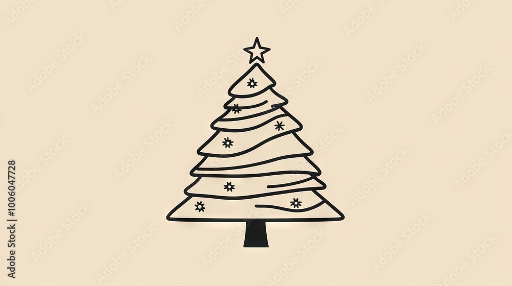 Simple line art of a Christmas tree with simple lines and no decorations. Simple line art of a Christmas tree with simple lines and no decorations.