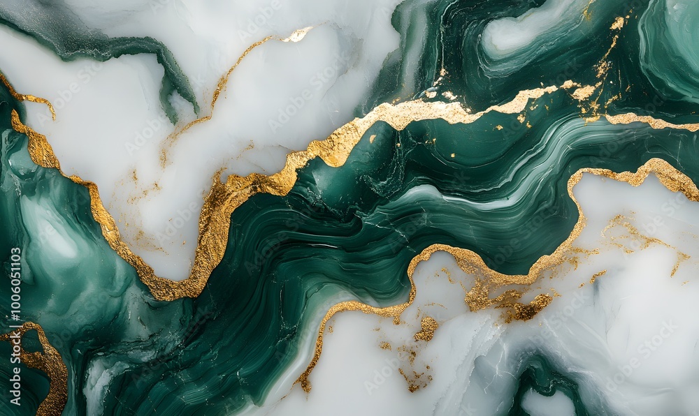 Green and white marble with gold veins, Generative AI Green and white marble with gold veins, Generative AI