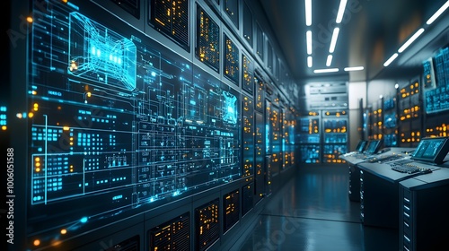 Futuristic Data Center Interior