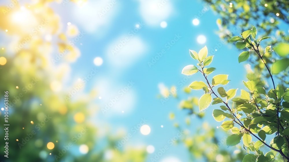 Fototapeta premium Bright Leafy Background with Soft Bokeh Effect