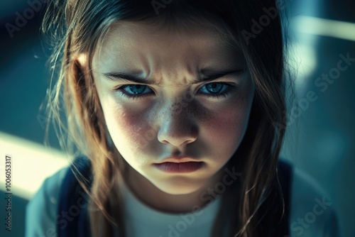 Young girl with blue eyes photo