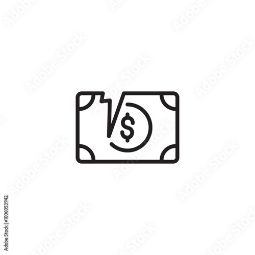 Free Download Broken money. Financial difficulty. Damaged currency. Economic hardship. Torn dollar bill. Financial strain. Torn money icon. - GFXLoad