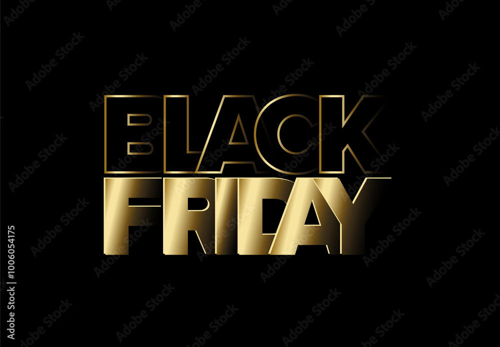 Black friday sale golden lettering template for banner poster flyer or social media status