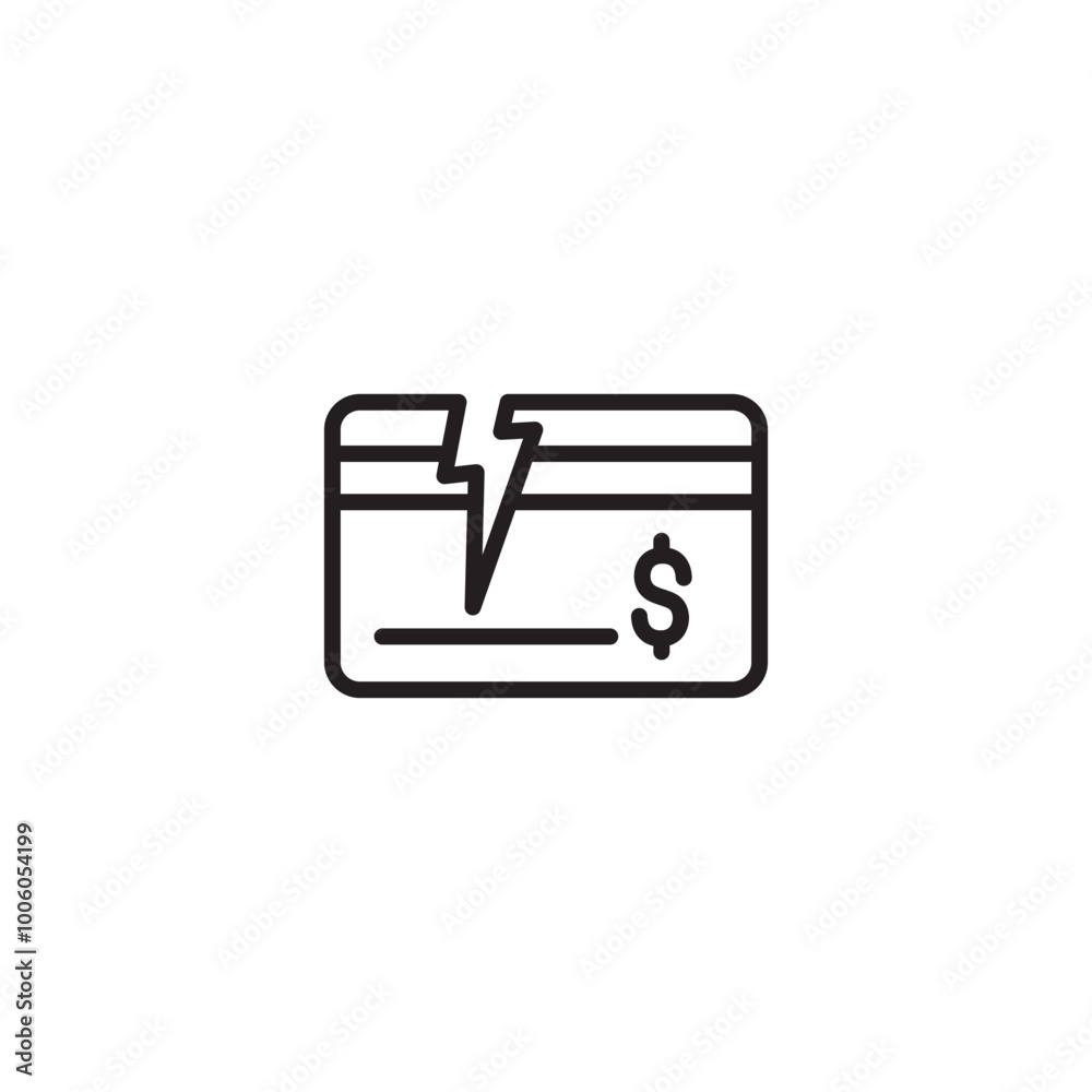 Broken credit card. Debt icon. Damaged card. Financial problems. Cracked credit card. Limit reached. Broken credit card icon. Broken credit card. Debt icon. Damaged card. Financial problems. Cracked credit card. Limit reached. Broken credit card icon.