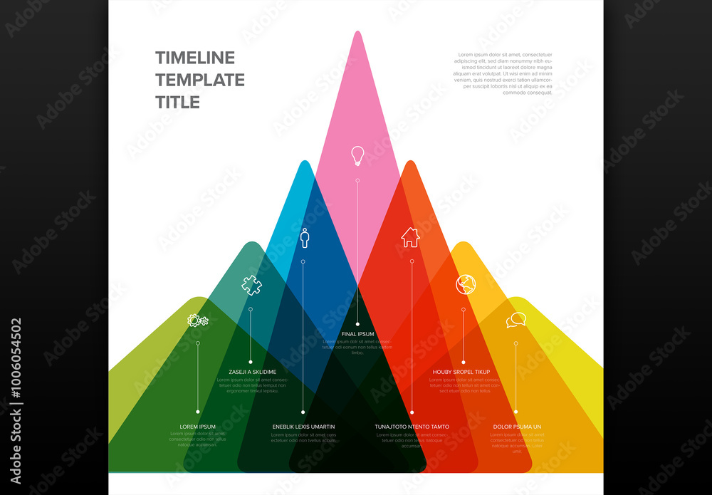Seven Triangle Seven triangle mountain upwards steps in rainbow infographic template ...