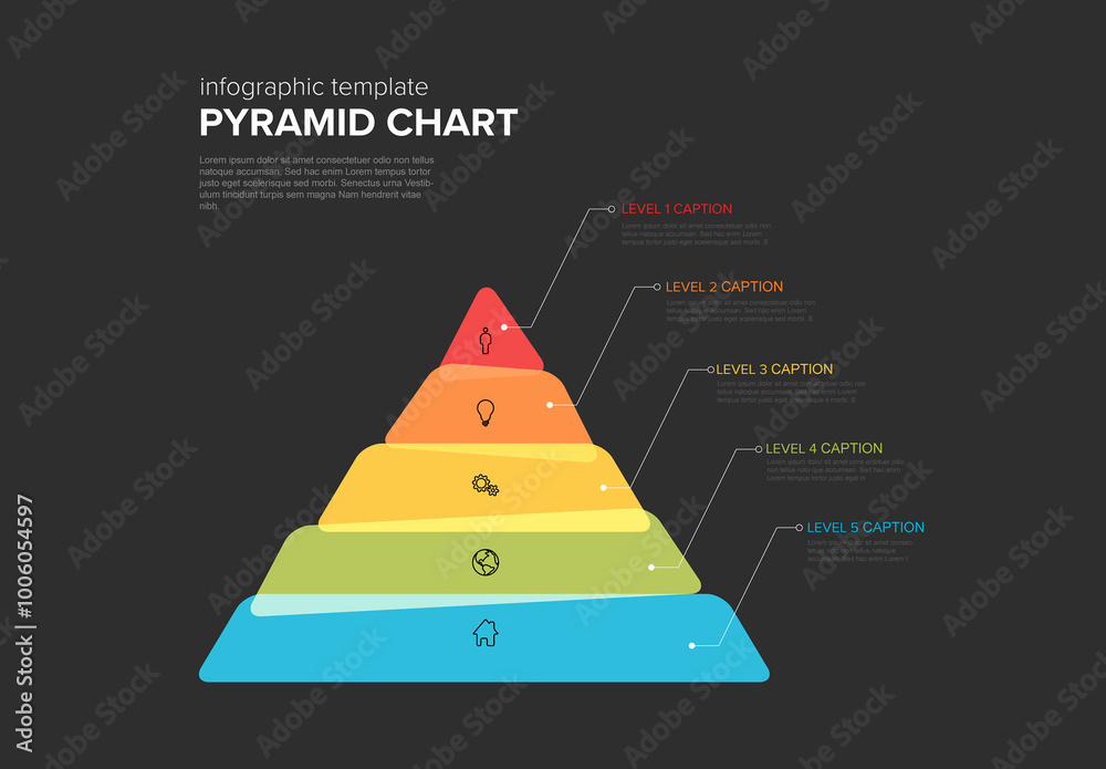 Infographic Maslow dark Pyramid chart diagram template made from thick ...