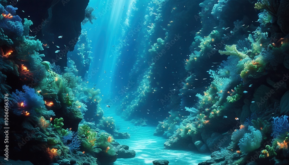 Underwater World with Vibrant Coral and Bright Fish Underwater World with Vibrant Coral and Bright Fish