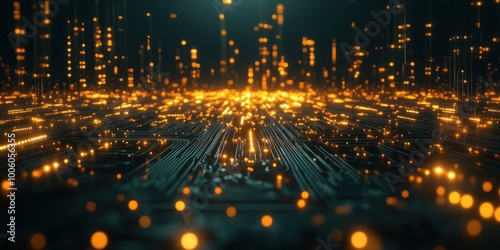 abstract technology background with glowing lights