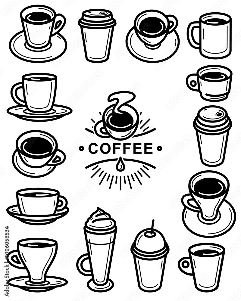 Coffee cup set. Collection icon coffee. Vector Coffee cup set. Collection icon coffee. Vector