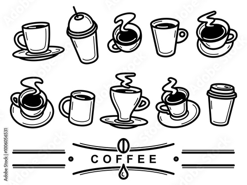 Coffee cup set. Collection icon coffee. Vector