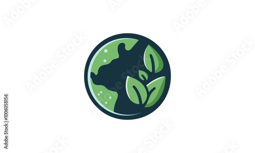 World environment day logo design template, planet Earth with plant logo design, green earth planet concept, icon, world ecology, nature global protect, logo eco environment, globe with leaf