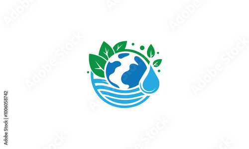 World environment day logo design template, planet Earth with plant logo design, green earth planet concept, icon, world ecology, nature global protect, logo eco environment, globe with leaf