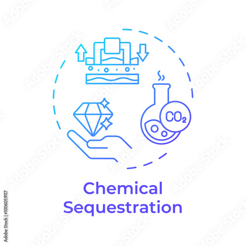 Chemical sequestration blue gradient concept icon. Carbon capture, processing. Industrial byproducts. Round shape line illustration. Abstract idea. Graphic design. Easy to use infographic